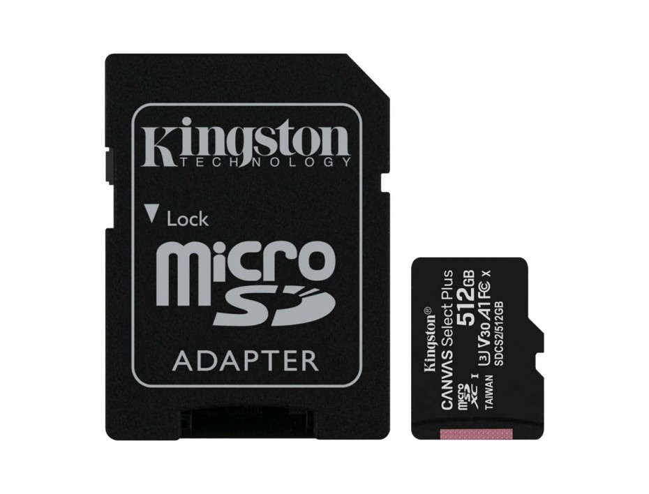 MEMORIA MICRO SD KINGSTON 512GB, SDXC CANVAS C/ CARD ADAPTADOR, TARJETA SD, PARA PC, LAPTOP, DISPOSITIVOS MOVILES, CAMARAS FOTOGRAFICA (SDCS2/512GB)