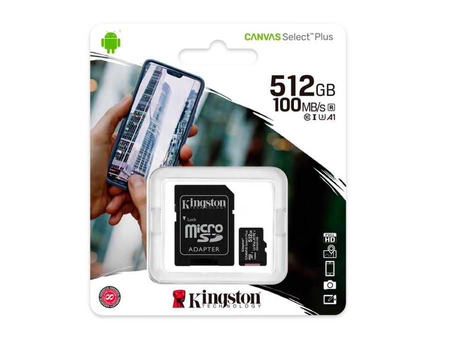 MEMORIA MICRO SD KINGSTON 512GB, SDXC CANVAS C/ CARD ADAPTADOR, TARJETA SD, PARA PC, LAPTOP, DISPOSITIVOS MOVILES, CAMARAS FOTOGRAFICA (SDCS2/512GB)