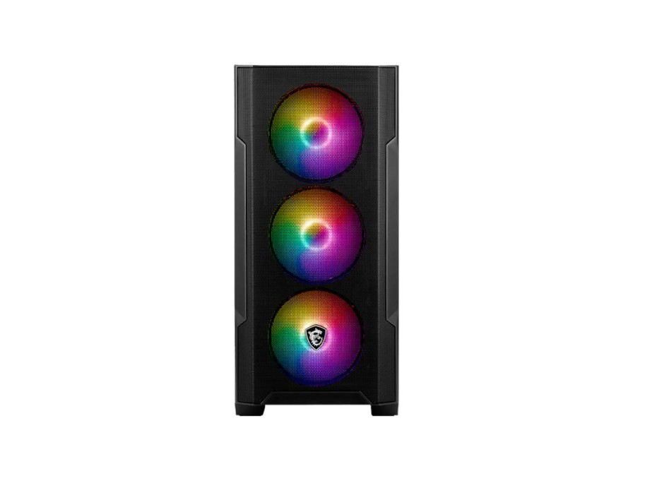 CASE MSI MAG FORGE M100A SIN FUENTE, CON PANEL LATERAL DE VIDRIO TEMPLADO, 4 VENTILADORES ARGB, 3 PUERTOS USB, COLOR NEGRO (FORGE M100A)