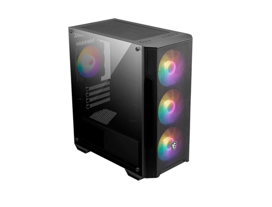 CASE MSI MAG FORGE M100A SIN FUENTE, CON PANEL LATERAL DE VIDRIO TEMPLADO, 4 VENTILADORES ARGB, 3 PUERTOS USB, COLOR NEGRO (FORGE M100A)