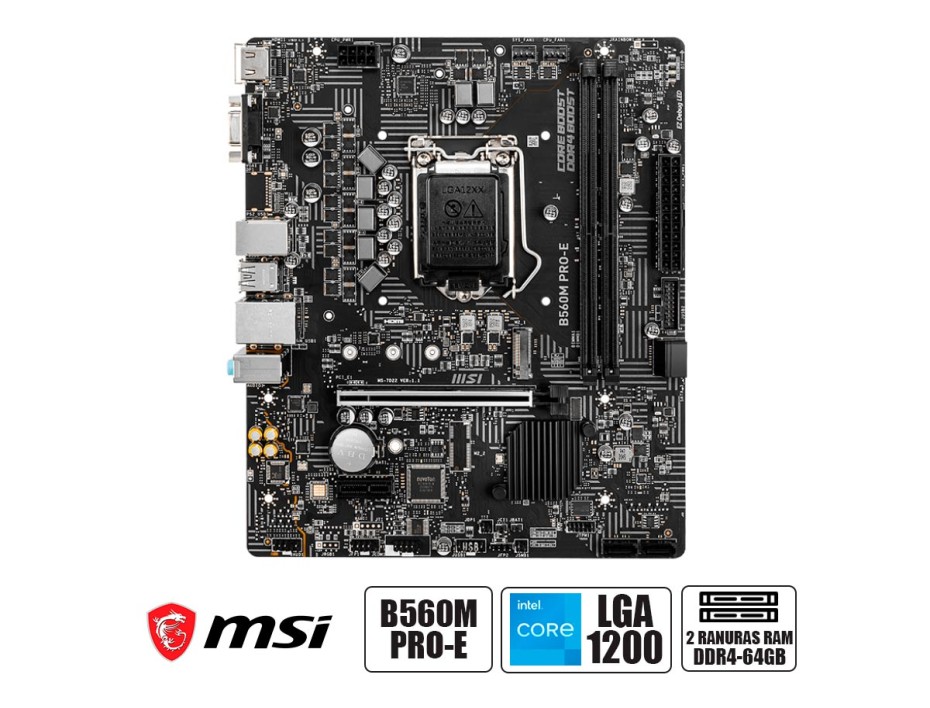 Placa Madre Msi B560m Pro-e (911-7d22-074) Socket Lga 1200, Ram Ddr4 Buss 4800oc Mhz, 11va, 10ma Gen