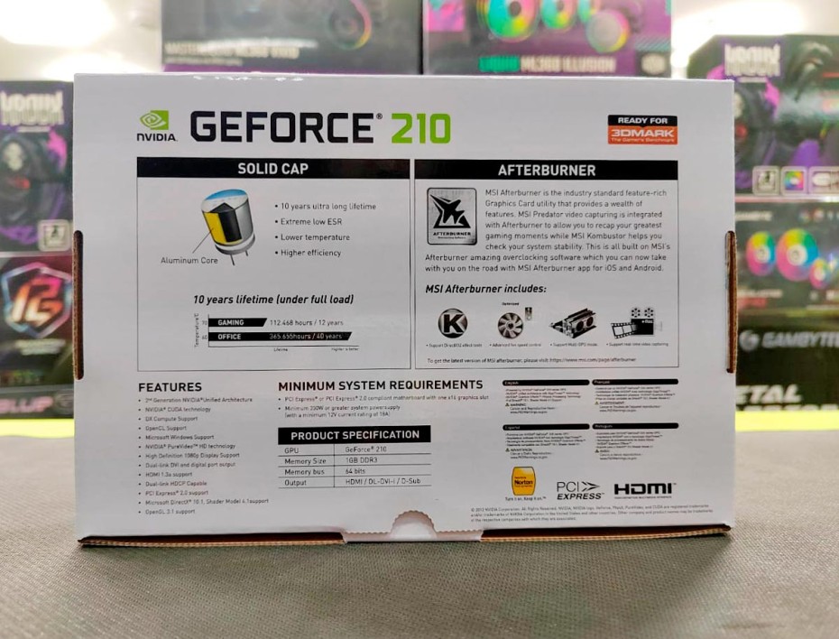 TARJETA DE VIDEO MSI GT 210 1GB DDR3 NVIDIA 64 BITS, 1 VENTILADOR (912-V809-3634)