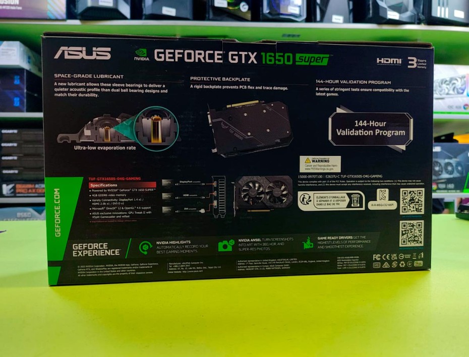 TARJETA DE VIDEO ASUS GTX1650 4GB SUPER GDDR6 NVIDIA TUF GAMING 128BITS (90YV0E42-M0AA00)