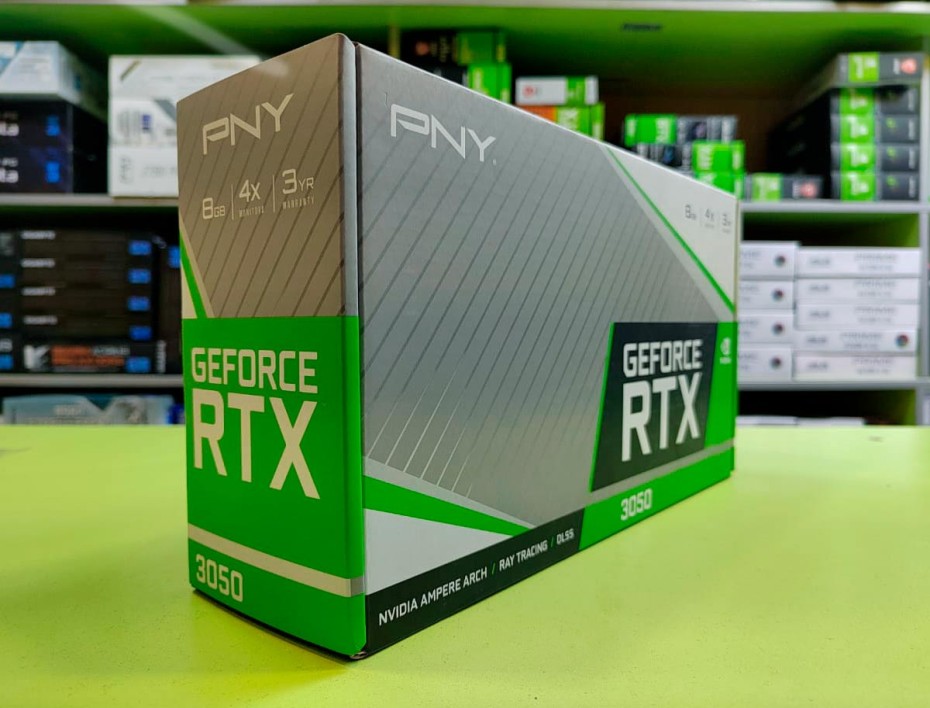 TARJETA DE VIDEO PNY RTX 3050 8GB GDDR6 GEFORCE NVIDIA VERTO 128 BITS, GRAFICO PARA VIDEOJUEGOS, 2 VENTILADORES (VCG30508DFBPB1)