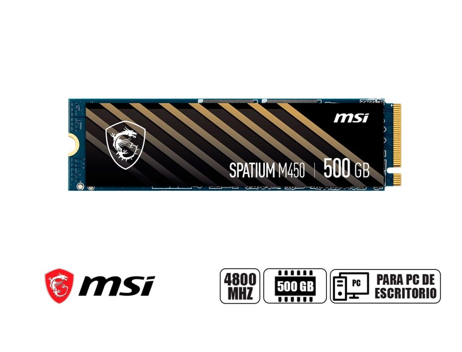 Unidad De Almacenamiento Ssd M.2 Pcie Msi 500gb Nvme Spatium M450, 2280 (sm450n500) 3600mb/s