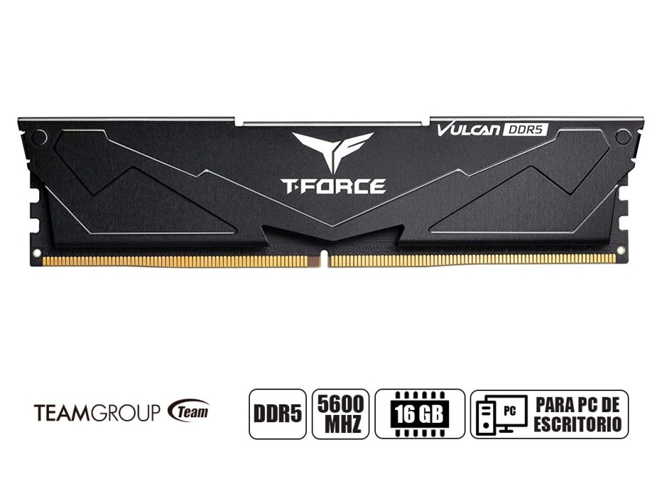 Memoria Ram Teamgroup Ddr5 16gb Vulcan (flbd516g5600hc36b01) 5600 Mhz, Negro
