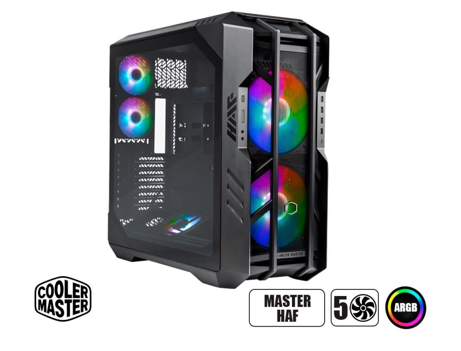 CASE COOLER MASTER HAF S/ FUENTE | FULL TOWER, SOPORTA HASTA 19 FAN, VIDRIO TEMPLADO LED-ARGB (H700-IGNN-S00)