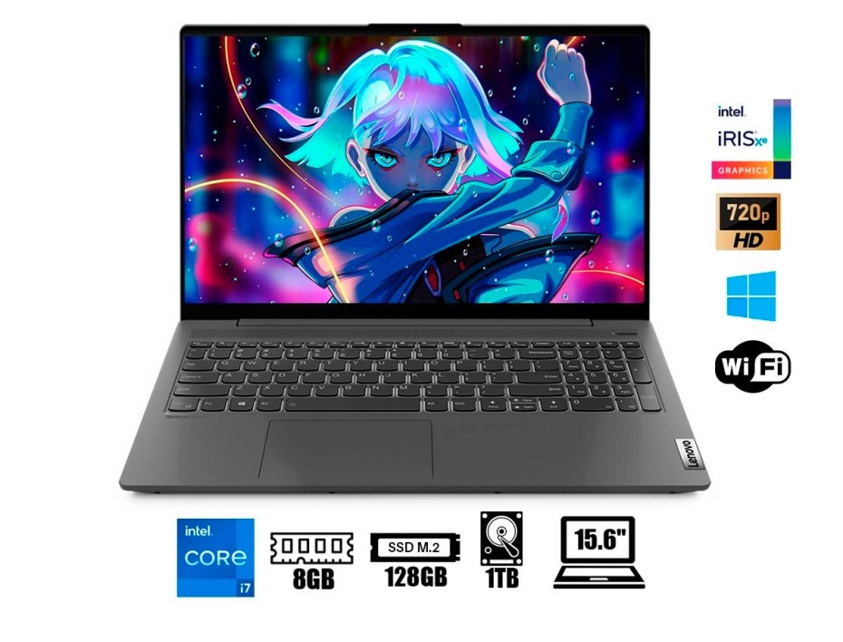 LAPTOP LENOVO CORE I7 1065G7 15IIL05, PANTALLA 15.6 PULGADAS HD, RAM 8GB, DISCO DURO 1TB, SSD M.2 128GB, WINDOWS FREE ESPAÑOL (81YK00WALM)