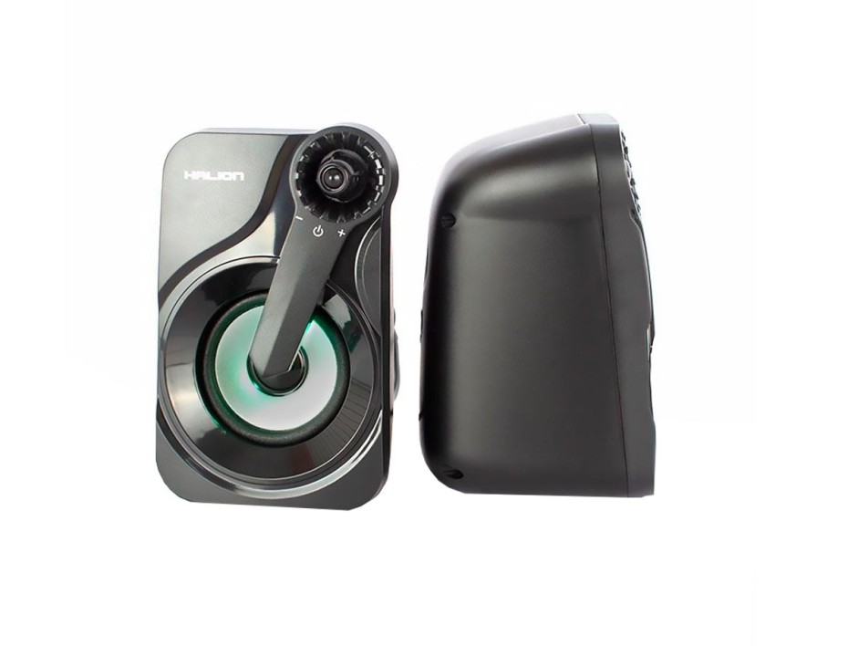 PARLANTE HALION HA-S260 GAMER, ENTRADA JACK 3.5MM, CONTROL DE AUDIO, AUDIO STEREO 2.0, CON ILUMINACION LUZ RGB, RMS 3W X2, COLOR NEGRO (HA-S260)
