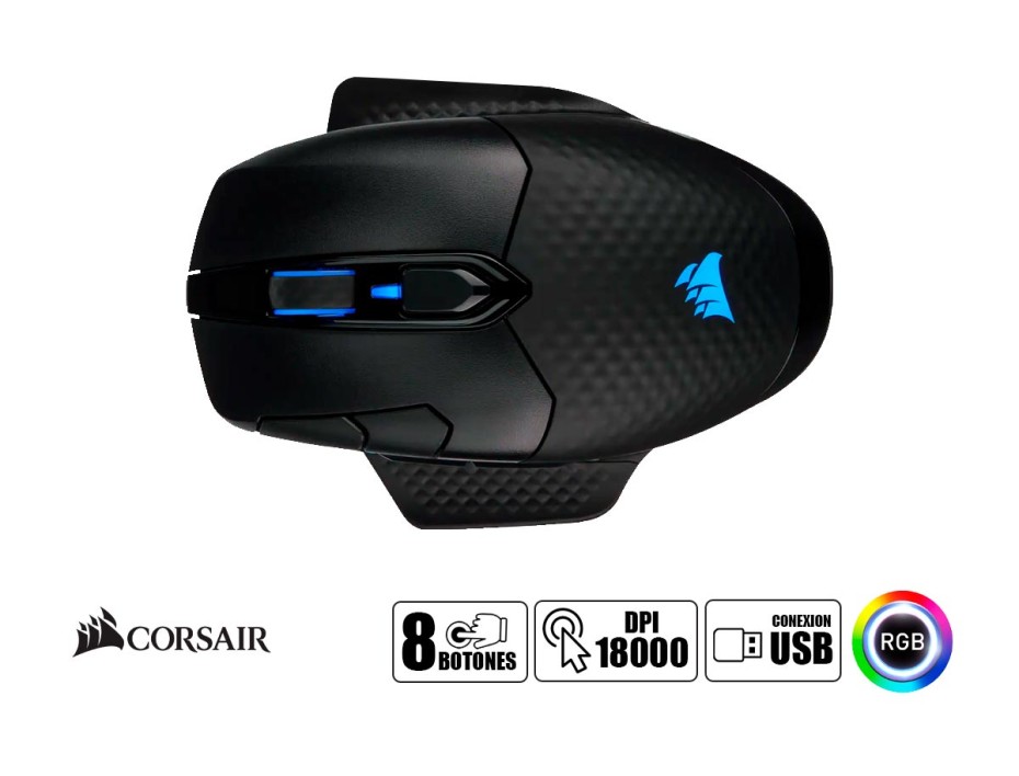 MOUSE INALAMBRICO CORSAIR DARK CORE RGB PRO SE, GAMING, HASTA 18,000 DPI, CON RECEPTOR USB, BLUETOOTH, 8 BOTONES (CH-9315511-NA)