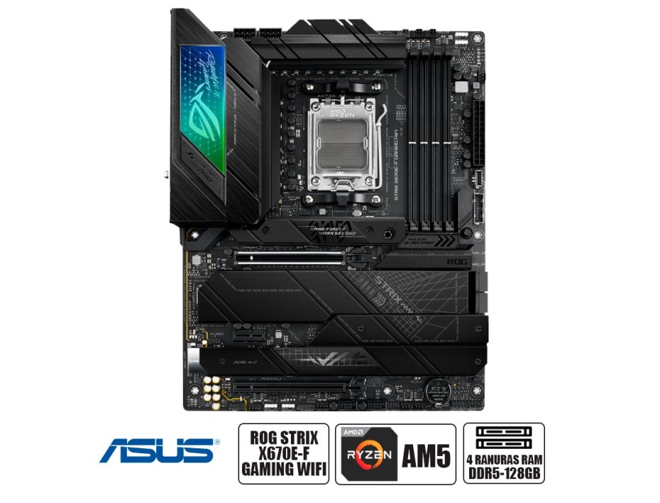 Placa Madre Asus X670e-f Rog Strix Gaming Wifi (90mb1ba0-m0aay0) Socket Am5, Ram Dddr5 Buss 8000oc Mhz, Wifi 6e
