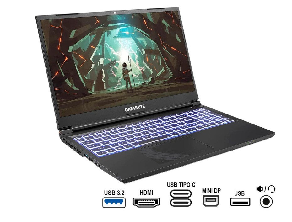 LAPTOP GIGABYTE CORE I5 12500H G5 MF GAMING (G5 MF-E2LA333SH) 15.6" FHD 144HZ | RAM 8GB | SSD M.2 512GB | RTX 4050 6GB NVIDIA | WIN11| ES.| 12G.