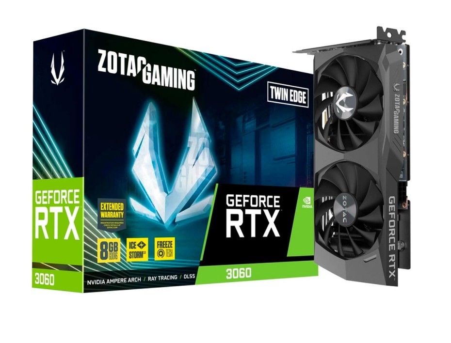 TARJETA DE VIDEO ZOTAC RTX3060 8GB GDDR6 GEFORCE NVIDIA 128 BITS, GRAFICO PARA VIDEO JUEGOS, 2FAN (ZT-A30630E-10M)