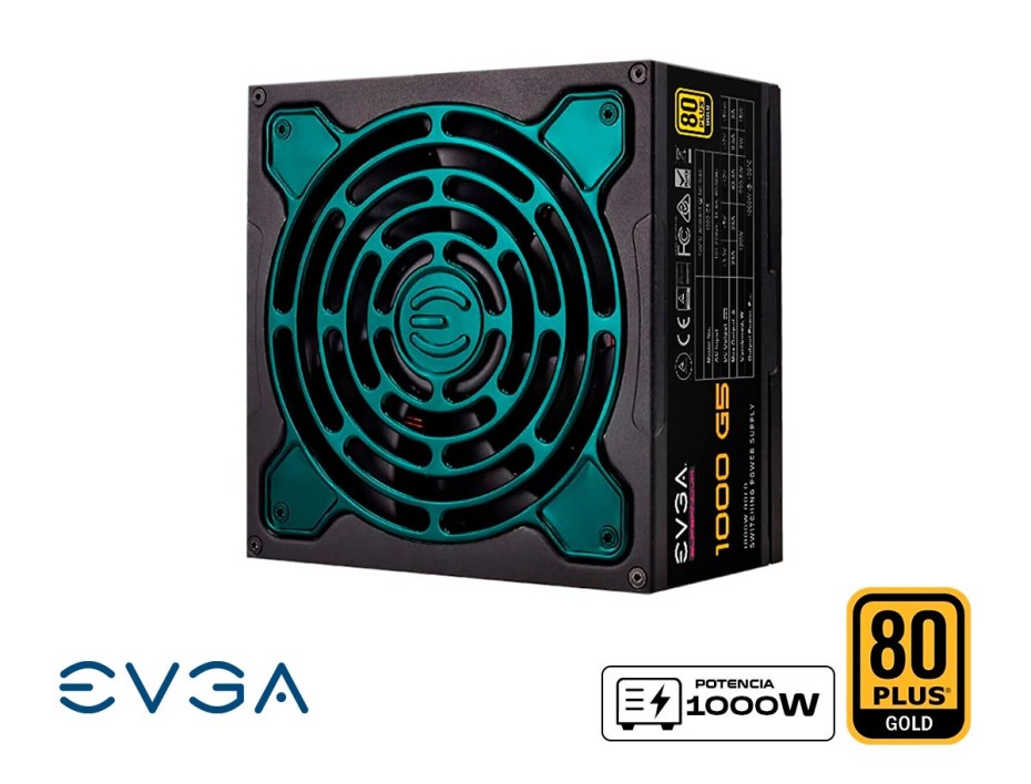 FUENTE DE PODER EVGA 1000W G5 ATX, NOVA GOLD 80 PLUS, MODULAR, COLOR NEGRO (220-G5-1000-X1)