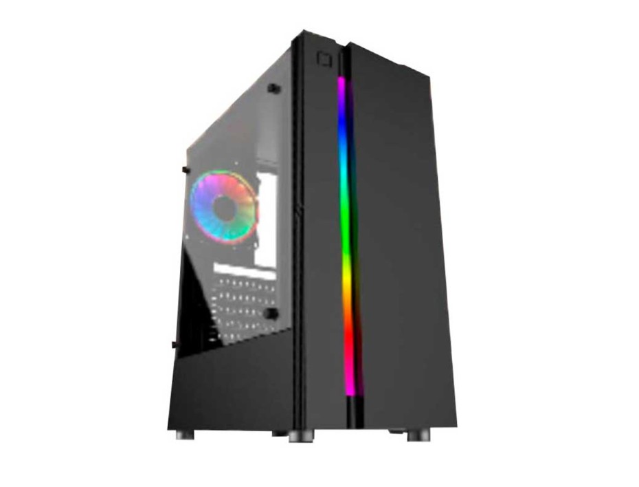 Case Halion Bull 5516 Fuente 350w (bull 5516rgb) Panel De Vidrio, Led Rgb, Negro