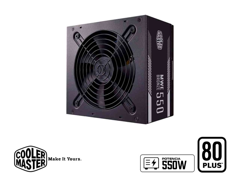 FUENTE DE PODER COOLER MASTER 550W BRONZE 80 PLUS -MWE, ATX NO MODULAR NEGRO (MPE-5501-ACAAB-US)