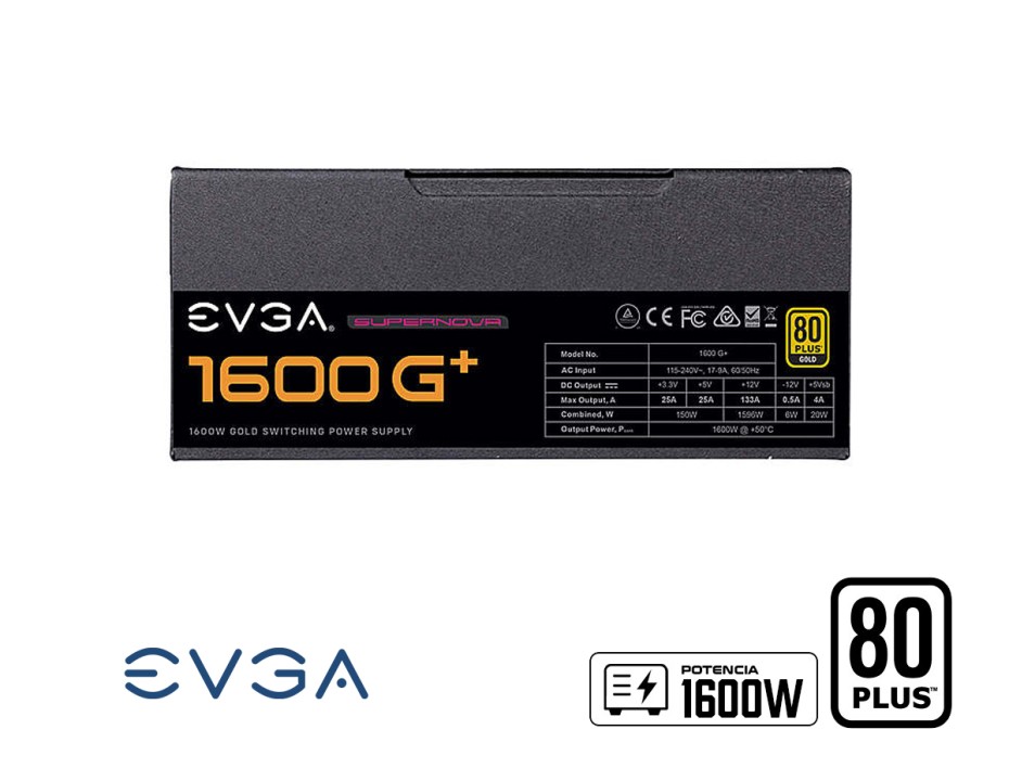 FUENTE DE PODER EVGA 1600W ATX, GOLD 80 PLUS, SUPERNOVA G2 MODULAR, COLOR NEGRO (220-GP-1600-X1)