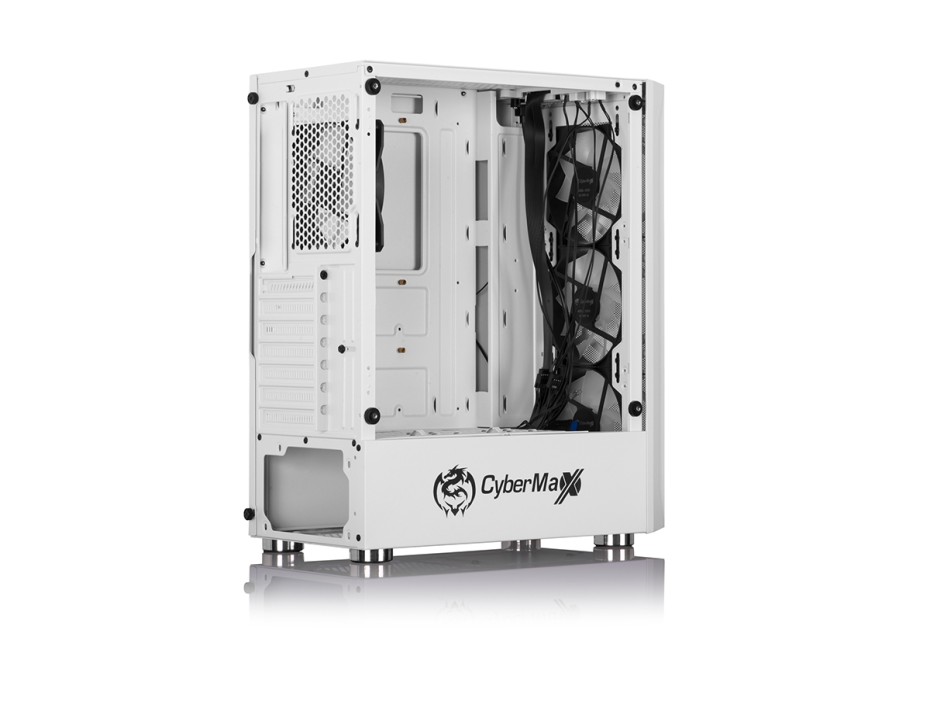 CASE CYBERTEL CYBER COMBAT SIN FUENTE, CON PANEL LATERAL VIDRIO TEMPLADO, COLOR BLANCO, 1 VENTILADOR STRIPE LED RGB, 3 PUERTOS USB (CBX5000WHITE)