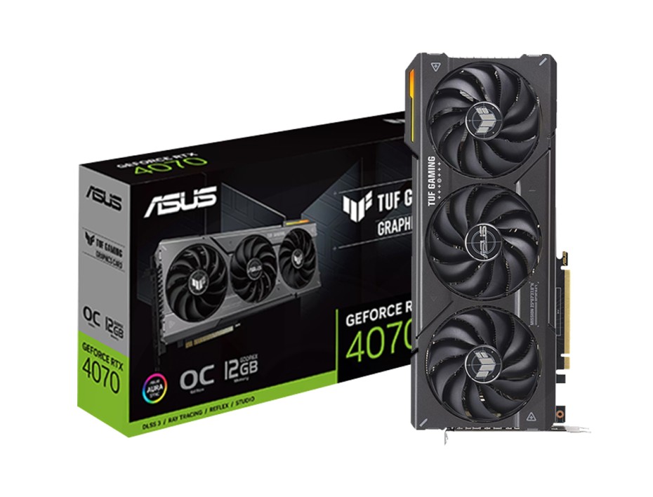 TARJETA DE VIDEO ASUS TUF RTX 4070 12GB GDDR6X GAMING GEFORCE NVIDIA 192 BITS, GRAFICO PARA VIDEOJUEGOS, 3 VENTILADORES (90YV0IZ1-M0AA00)