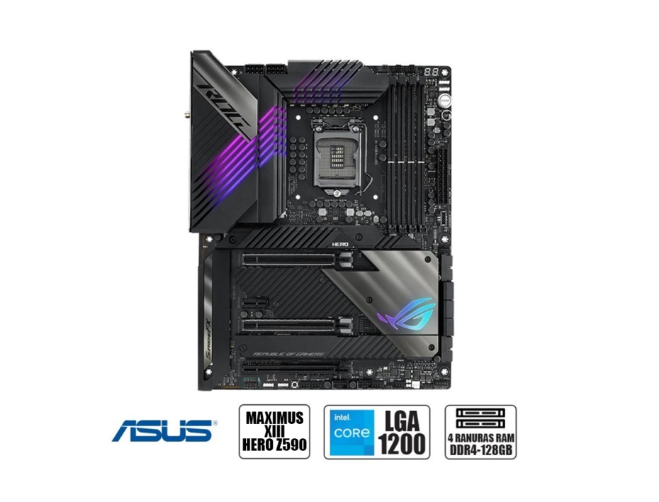 PLACA MADRE INTEL LGA 1200 ASUS ROG MAXIMUS XIII HERO Z590 | WIFI | DDR4 | BUSS 3200MHZ (ROG MAXIMUS