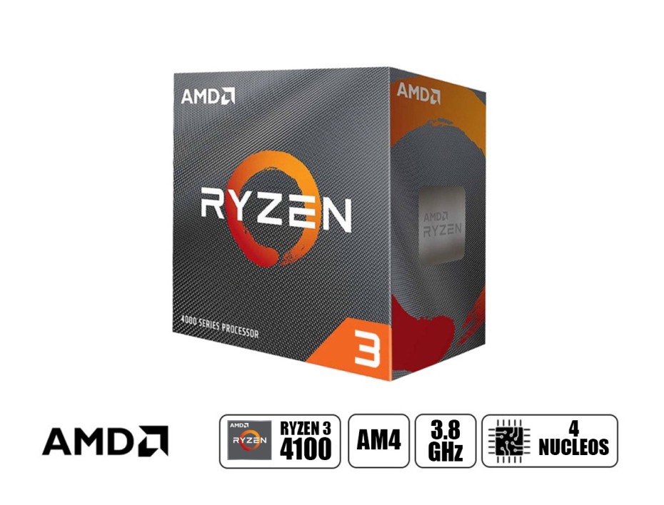 PROCESADOR AMD RYZEN 3 4100 AM4, 3.8GHZ, 4MB, 4 NUCLEOS, OEM (100 -100000510MPK)