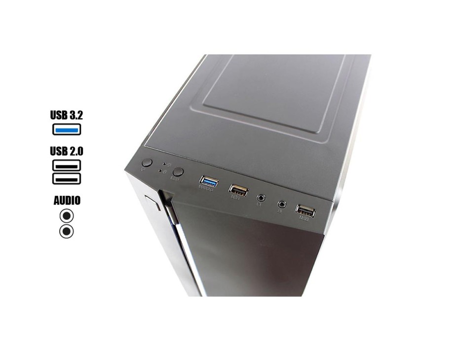 Case Halion Bull 5516 Fuente 350w (bull 5516rgb) Panel De Vidrio, Led Rgb, Negro