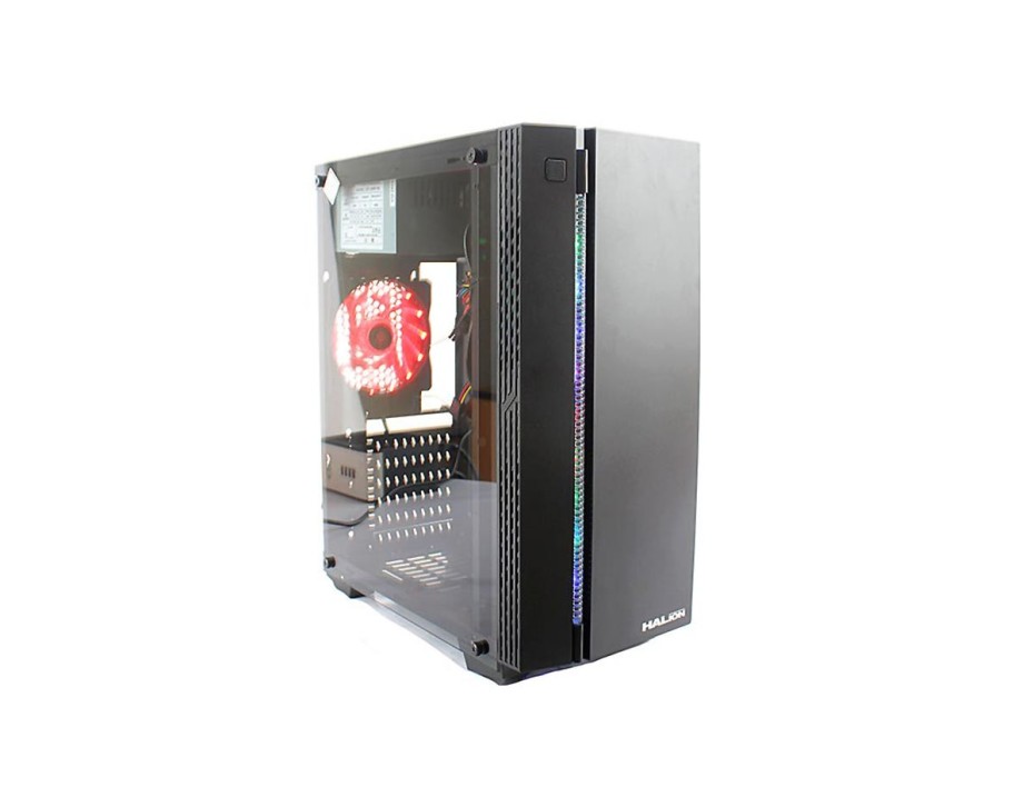 Case Halion Bull 5516 Fuente 350w (bull 5516rgb) Panel De Vidrio, Led Rgb, Negro