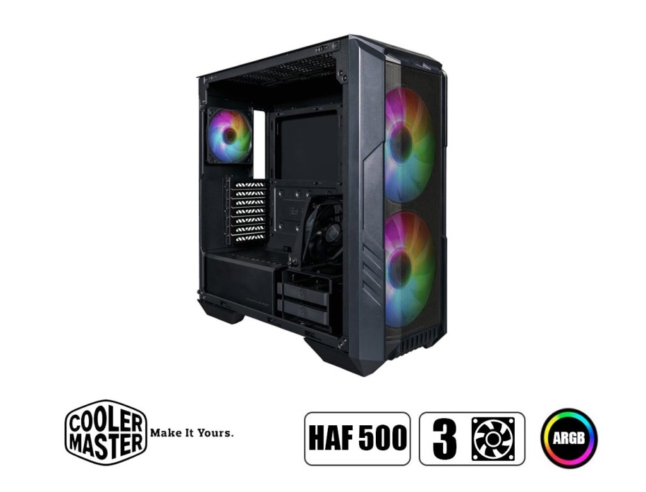 CASE COOLER MASTER HAF 500 S/ FUENTE | NEGRO ARGB (H500-KGNN-S00)