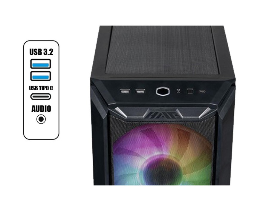 CASE COOLER MASTER HAF 500 S/ FUENTE | NEGRO ARGB (H500-KGNN-S00)
