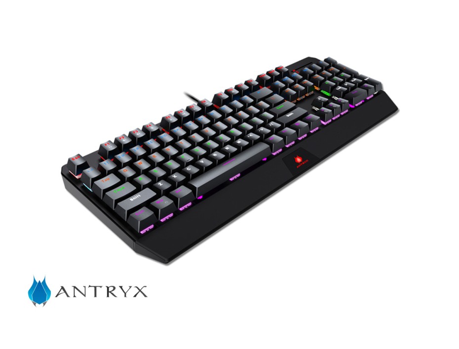 TECLADO ANTRYX GAMER MECANICO CHROME STORM MK730, 9 EFECTOS DE ILUMINACIÓN PREESTABLECIDOS, SWITCH BLUE RGB - LED (AMK-730KBL-SP)