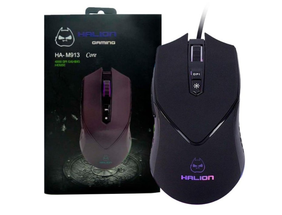 MOUSE HALION M913 CORE GAMING, SENSOR HASTA 2400 DPI, ILUMINACION RGB