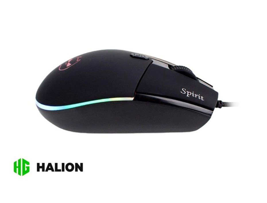 MOUSE HALION SPIRIT GAMING, SENSOR HASTA 3200 DPI, ILUMINACION RGB, CON