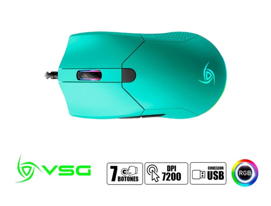 Mouse Vsg Aurora Gaming (vg-m430-azp) Hasta 7200 Dpi, 6 Botones, Rgb, Azul