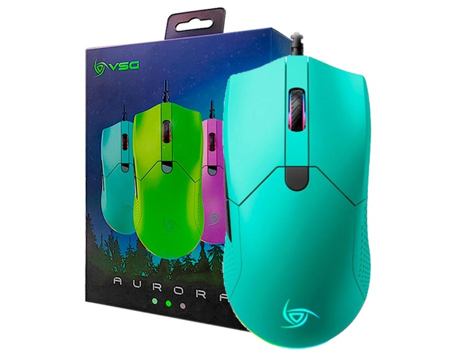 Mouse Vsg Aurora Gaming (vg-m430-azp) Hasta 7200 Dpi, 6 Botones, Rgb, Azul
