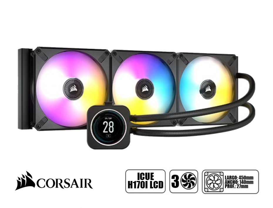 SISTEMA DE ENFRIAMIENTO LIQUIDO CORSAIR ICUE H170I LCD ( RVCW-9060063-WW) LED RGB