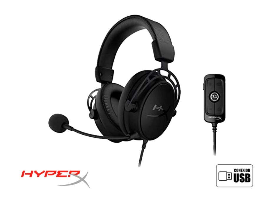 AURICULAR HYPERX CLOUD ALPHA S GAMING, CON MICROFONO, CONEXION MINI JACK 3.5 MM, CONTROL DE VOLUMEN, ALMOHADILLAS SUAVES, COLOR NEGRO (HX-HSCAS-BK/WW)