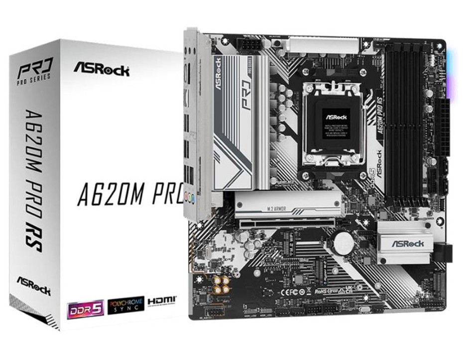 PLACA MADRE ASROCK A620M PRO RS (90MB18) SOCKET AM5 | RAM DDR5 BUSS 7200OC MHZ