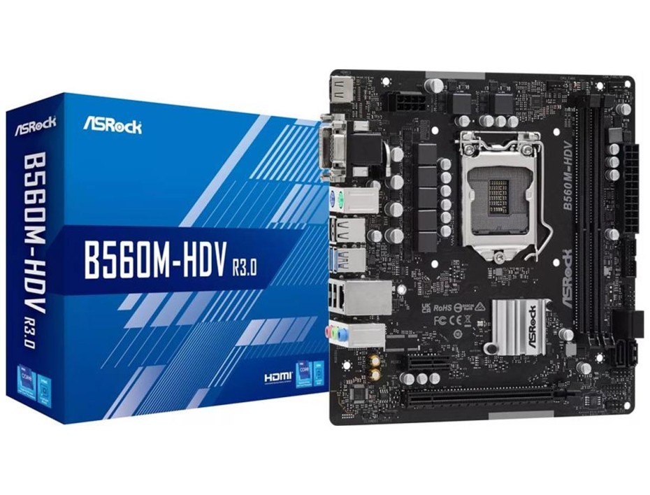 PLACA MADRE INTEL LGA 1200 ASROCK B560M-HDV, R3.0 | DDR4 | BUSS 3200MHZ | (90-MXBLC0-A0UA