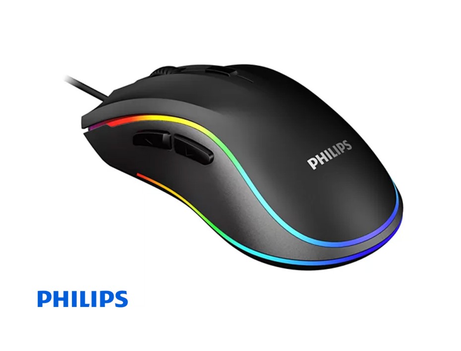Mouse Philips G403 Gaming, Brighten Up Sensor Hasta 6400 Dpi, Iluminacion Rgb, Con 6 Botones Programables, Conexino Usb, Color Negro (spk9403b/00)