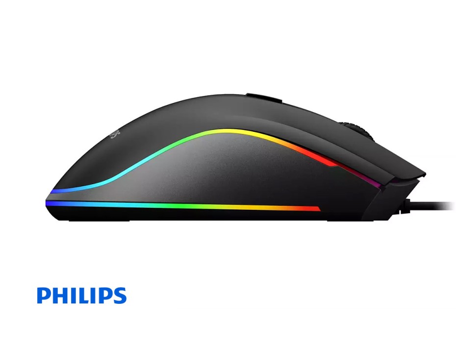 Mouse Philips G403 Gaming, Brighten Up Sensor Hasta 6400 Dpi, Iluminacion Rgb, Con 6 Botones Programables, Conexino Usb, Color Negro (spk9403b/00)