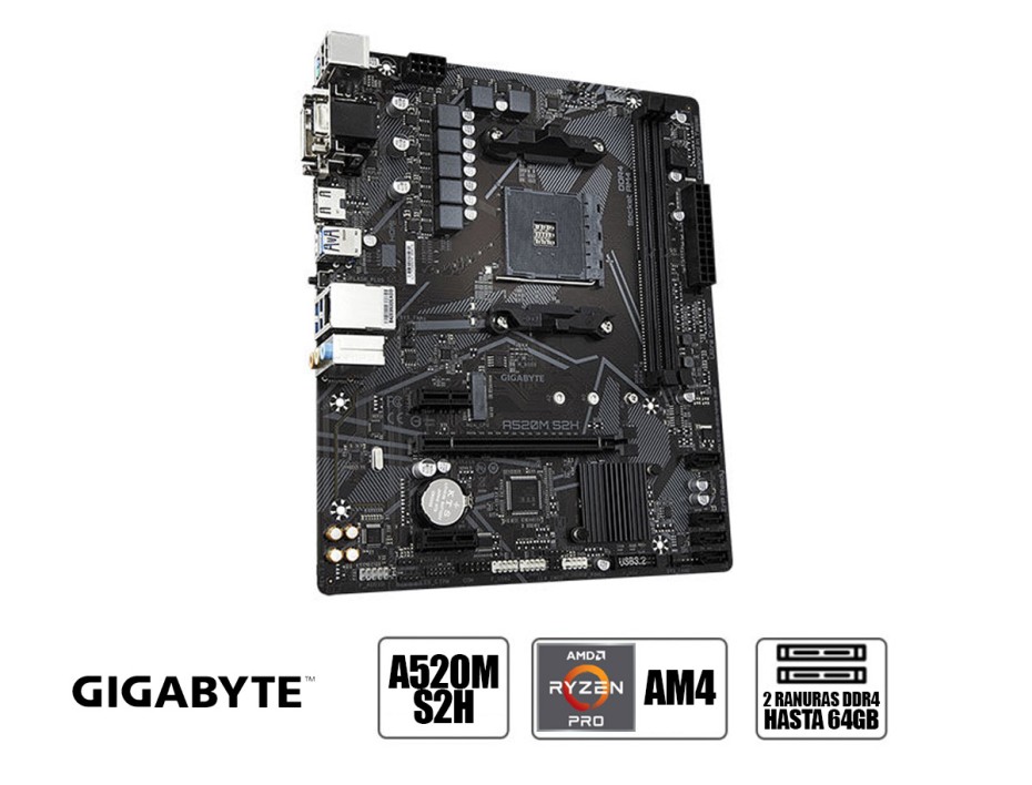 PLACA MADRE GIGABYTE A520M S2H (A520M S2H) SOCKET AM4 | RAM DDR4 BUSS 5100OC MHZ