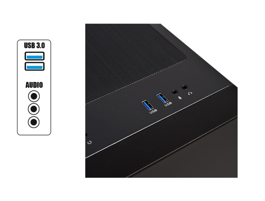 CASE LIAN LI LANCOOL 205M MESH SIN FUENTE, CON PANEL LATERAL DE VIDRIO TEMPLADO, SALIDA DE AUDIO, 2 PUERTOS USB, COLOR NEGRO (LANCOOL 205M MESH-B )