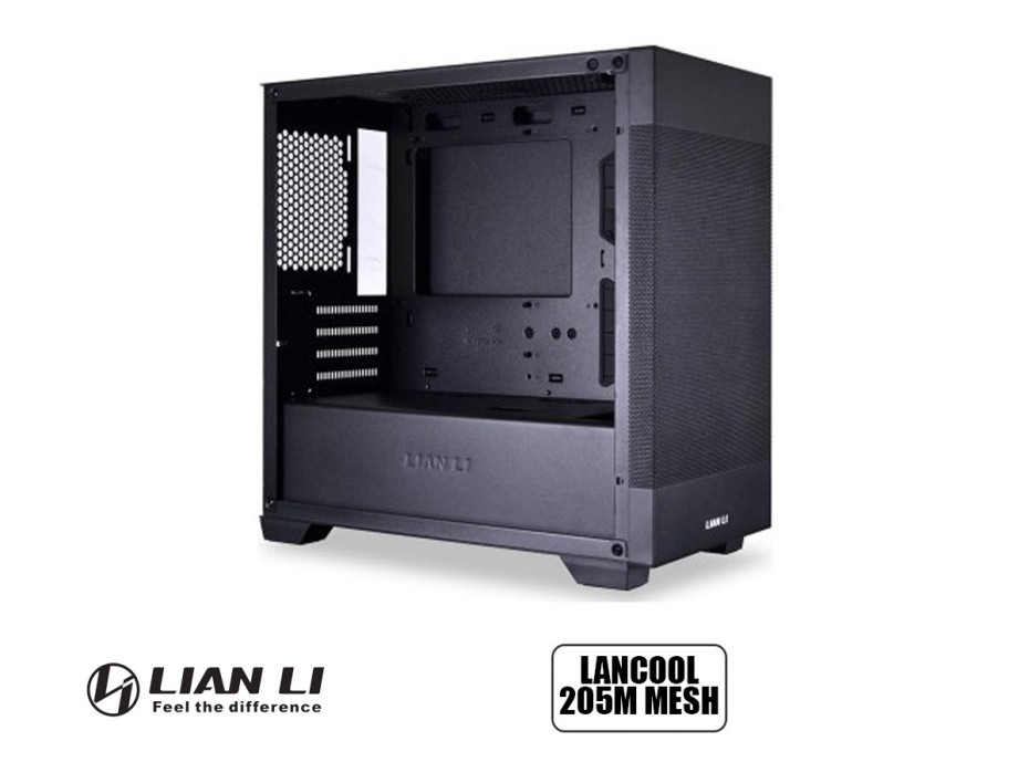 CASE LIAN LI LANCOOL 205M MESH SIN FUENTE, CON PANEL LATERAL DE VIDRIO TEMPLADO, SALIDA DE AUDIO, 2 PUERTOS USB, COLOR NEGRO (LANCOOL 205M MESH-B )