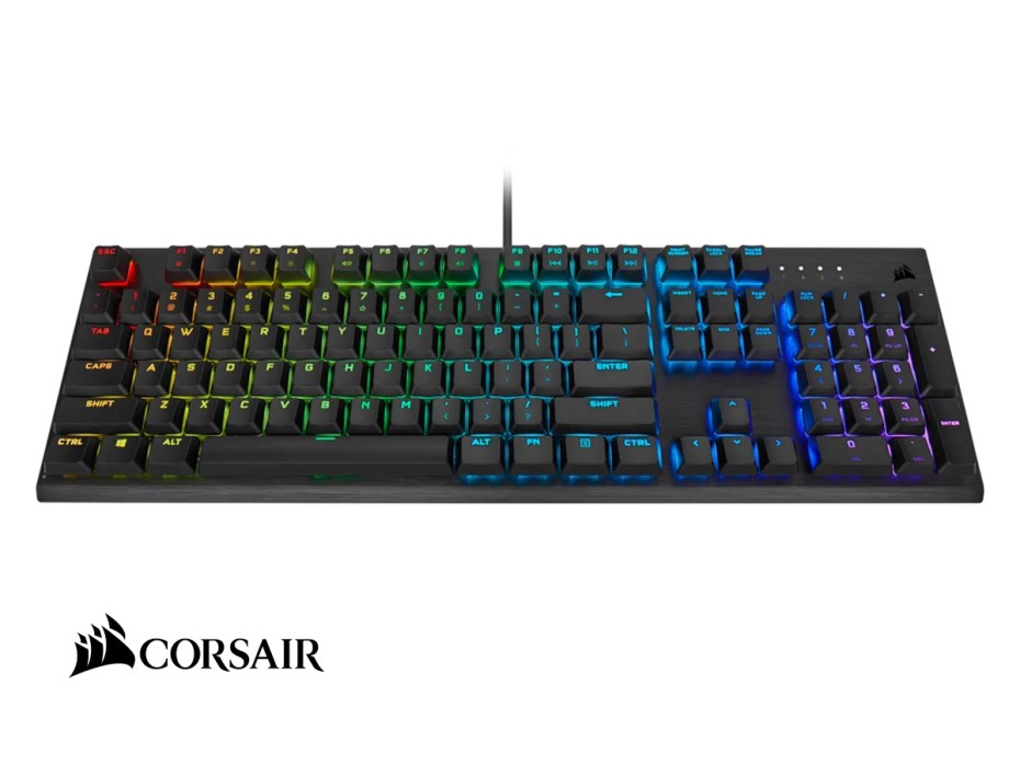 TECLADO CORSAIR GAMING MECANICO K60 RGB PRO LOW PROFILE COLOR NEGRO, (CH-910D018-NA)