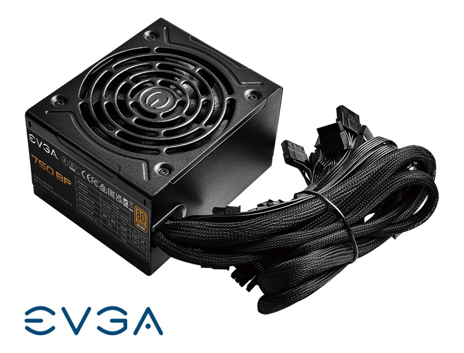 FUENTE DE PODER EVGA 750W BP ATX, BRONZE 80 PLUS, CABLE FLAT, COLOR NEGRO (100-BP-0750-K1)