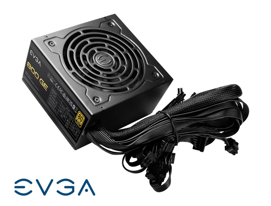 FUENTE DE PODER EVGA 800W GE ATX, GOLD 80 PLUS, CABLE FLAT, COLOR NEGRO (200-GE-0800-V1)