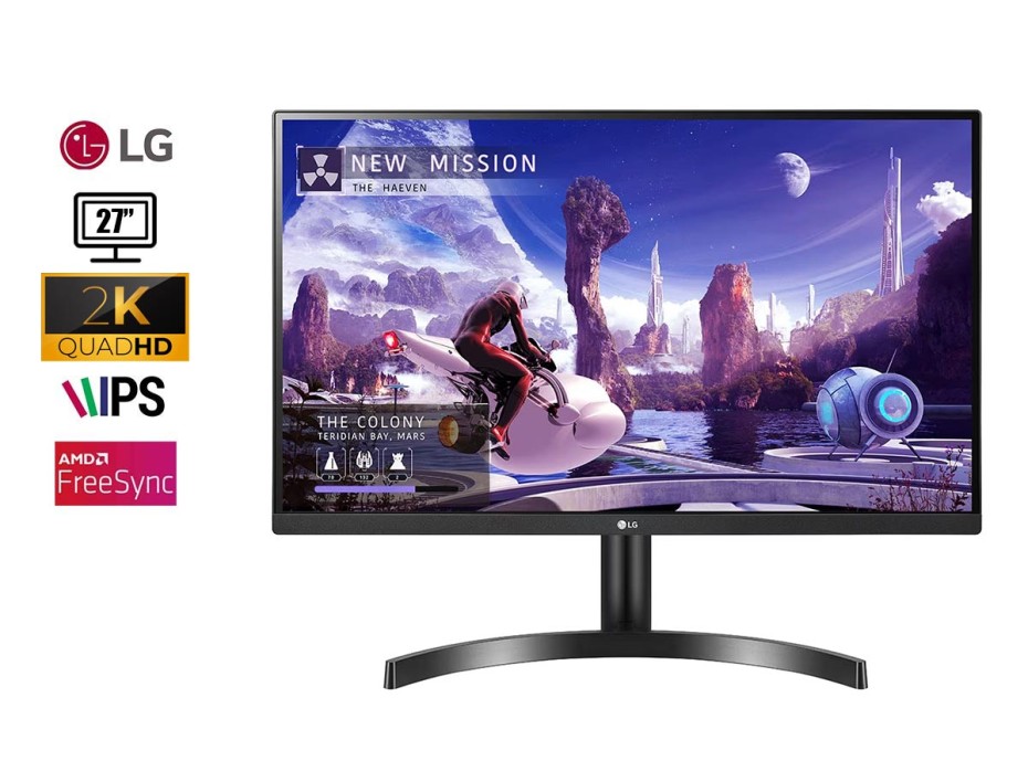 MONITOR LG 27 PULGADAS 27QN600, LED IPS, RESOLUCION 2560 X 1440, QHD, PUERTO 1 HDMI 1 DISPLAYPORT, SRGB >99% FRECUENCIA 75HZ, 5MS, 2K (27QN600)