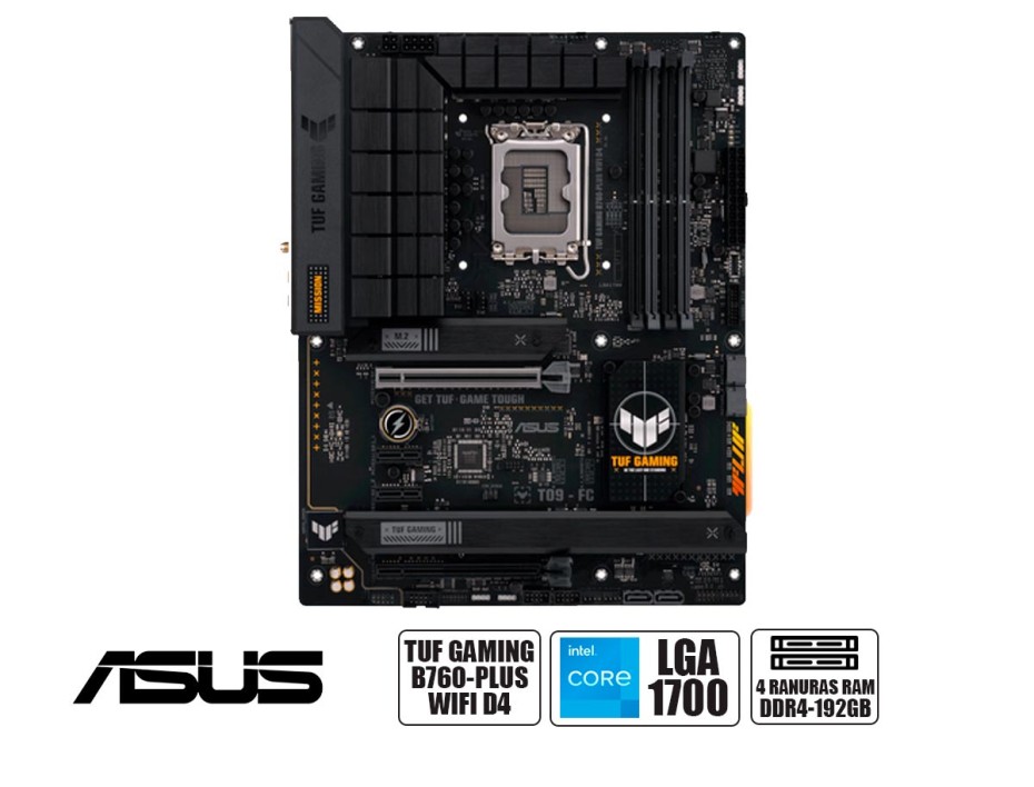 PLACA MADRE ASUS TUF GAMING B760-PLUS WIFI D4, PARA PROCESADORES INTEL LGA 1700, MEMORIA DDR4 DE 4 SOCKET HASTA 192GB BUSS 7200 MHZ (90MB1DF0-M0AAY0)