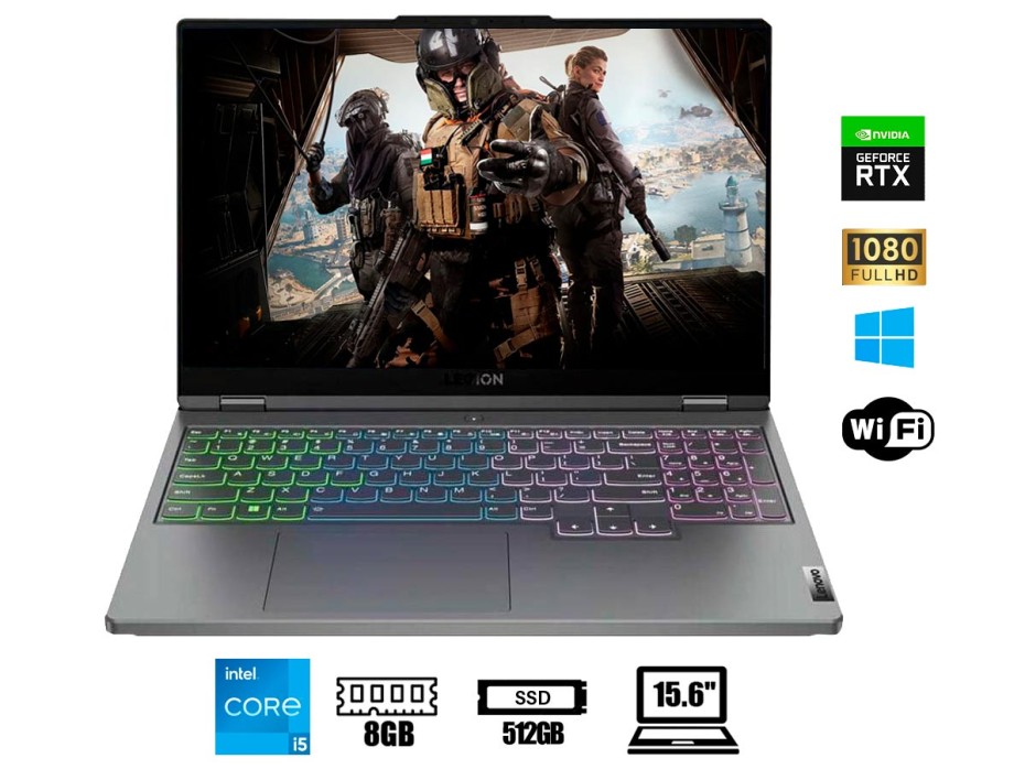LAPTOP LENOVO CORE I5 12450H GAMER LEGION 15IAH7, PANTALLA 15.6 PULGADAS FHD IPS 144HZ, RAM 8GB D5, SSD 512GB, RTX 3050 4GB, W11 H (82RC00C8LM)