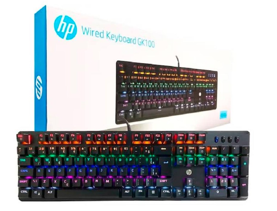 TECLADO HP GAMING MECANICO GK100 | SWITCH MARRON | LED - RGB (GKHPGK100S)